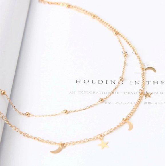 Layered Stars & Moon Necklace (Gold) - Picture 4 of 7